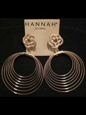 Goldtone Multi-Ring Drop Earrings w/Knot Stud